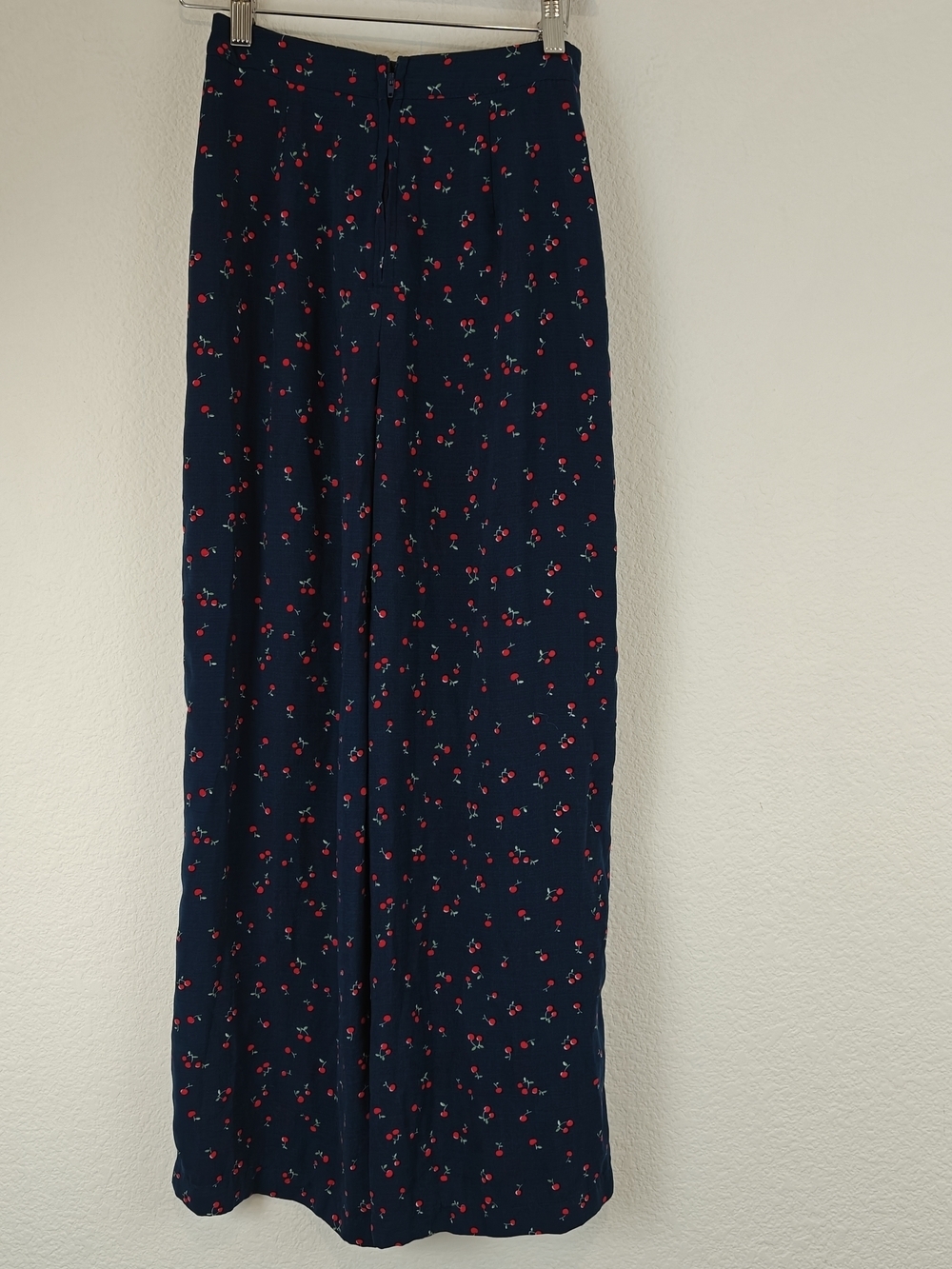 Gianni Bini Cherry Print Wide-Leg Sailor Pants ๐ Navy Retro Chic High-Waist XS - Picture 7 of 12